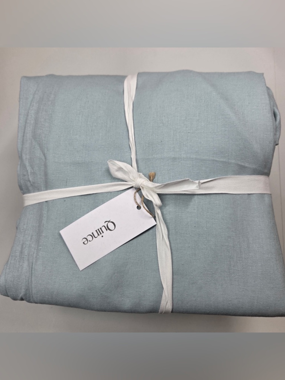 NWT QUINCE Set Of 2 48x96 European Linen Room Darkening Curtains Light Blue 3979 - Picture 6 of 9